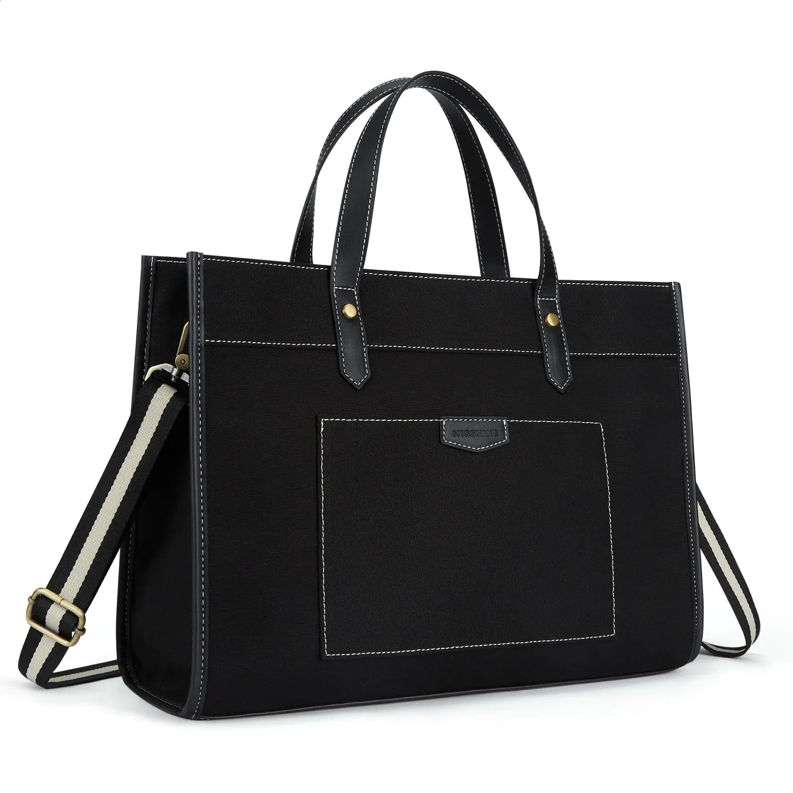 Missnine Tote Bag Canvas Laptop Bag 15.6 inch Work Bags for Women Casual Compute Missnine Canvas Laptop Bag For Women, 15.6 Inch Work Tote  main image 3