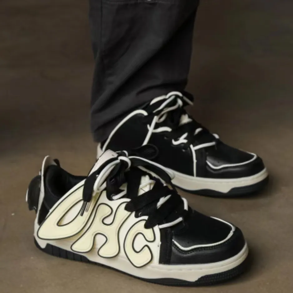 Black White Retro Soft Sole Sneakers Unisex Designer Luxury