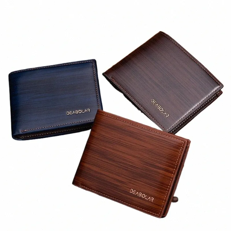 DHgate Mens Glossy Wood Grain Leather Multi Card Bifold Wallet Bags Luggage Accessories