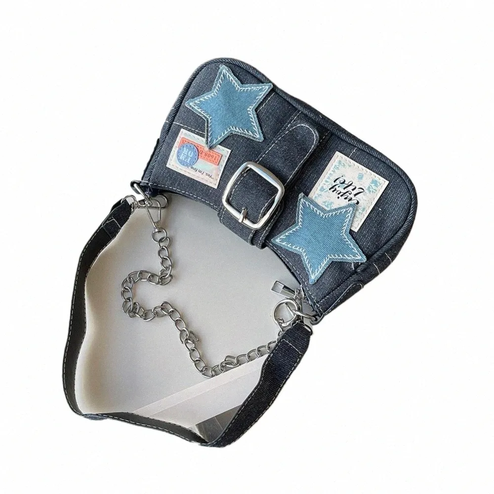 Y2K Star Denim Shoulder Bag - Retro Spicy Girl Armpit Purse