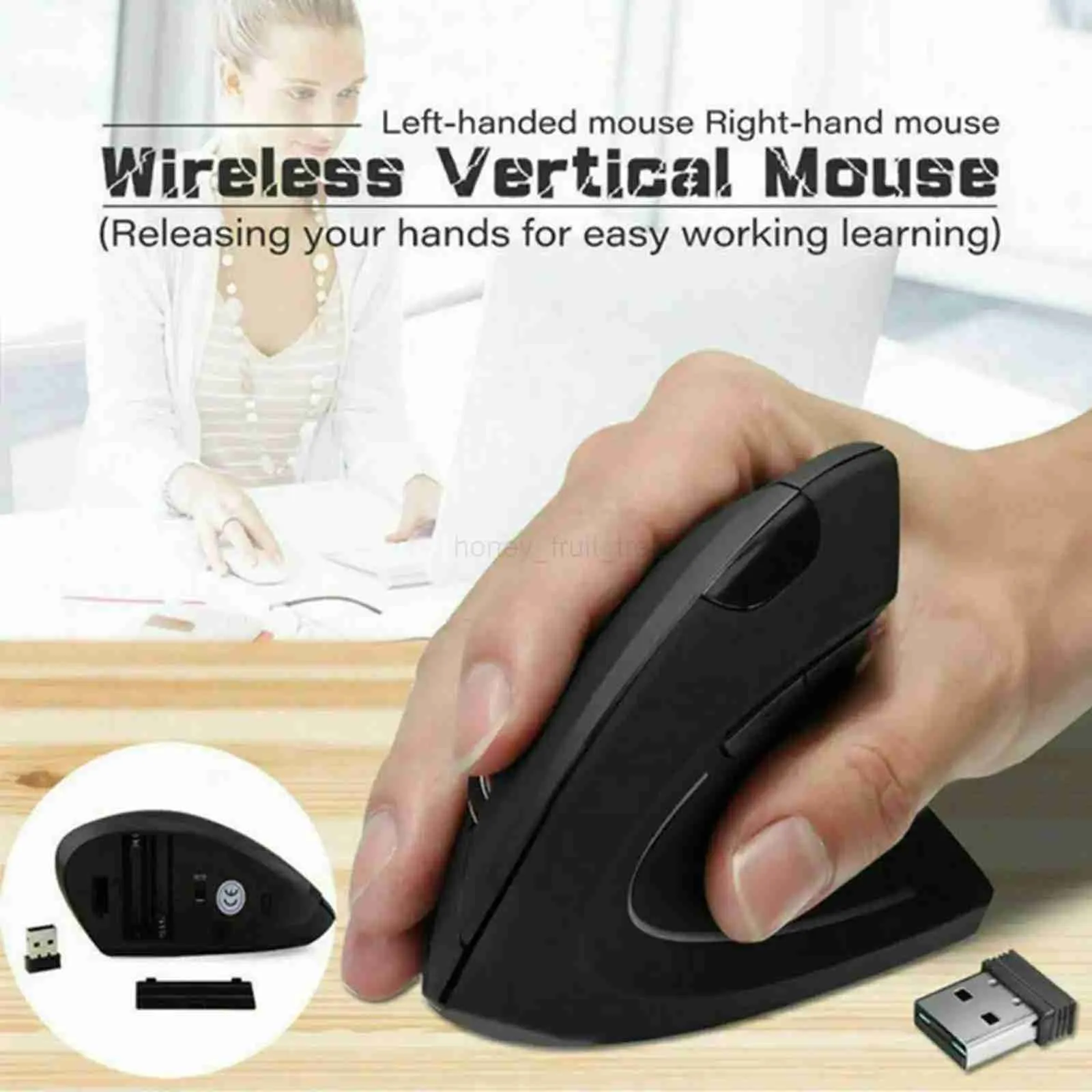 Ergonomic Wireless Mouse, 2.4G Vertical Optical Wired Mouse ...
