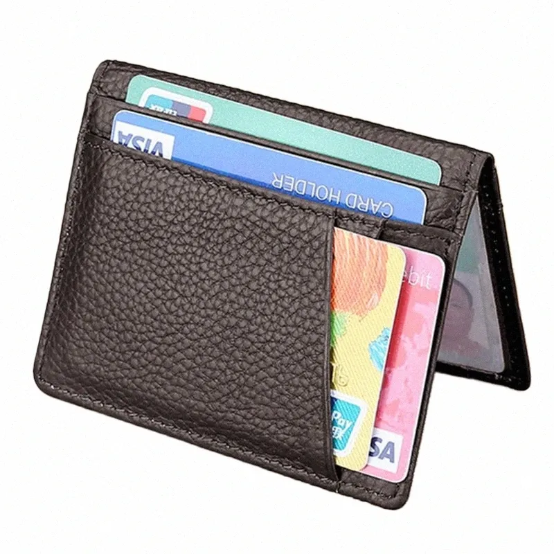 HISCOW Slim Leather Card Holder - Minimalist Wallet For Men & Women