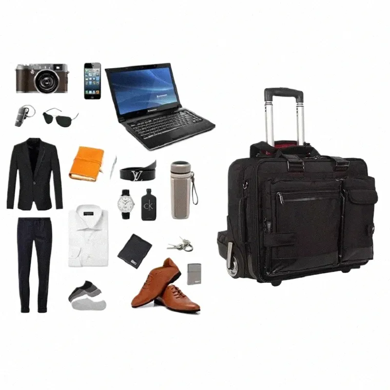 18-Inch Oxford Rolling Suitcase Business Travel Carry-On, Laptop Bag,  High-Quality Cabin Luggage for Men