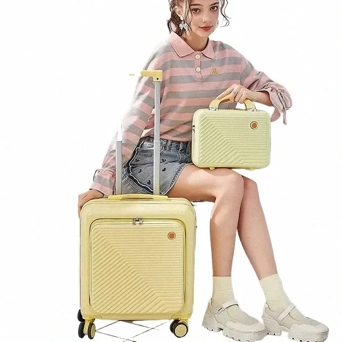 Cabin Suitcase 18-Inch Carry-On Luggage Set, Lightweight Rolling