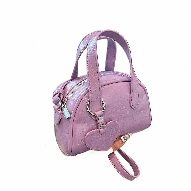 Y2K Purple Crossbody Bag: Sier Mini Purse with Short Handle - New