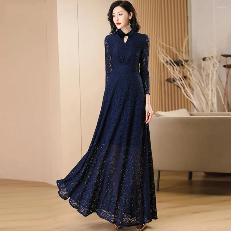 chinese dress ladies Off Shoulder Floral Lace Maxi Dress