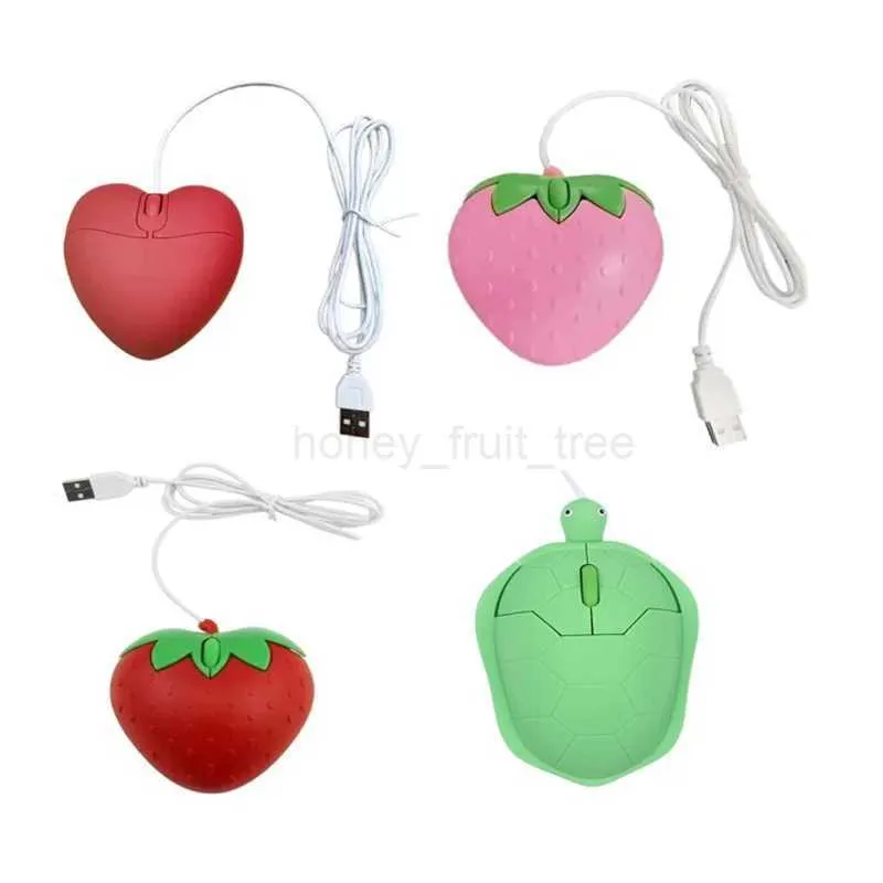 Love Heart Mouse Wired USB Corded Mouse Strawberry Design for Computer ...