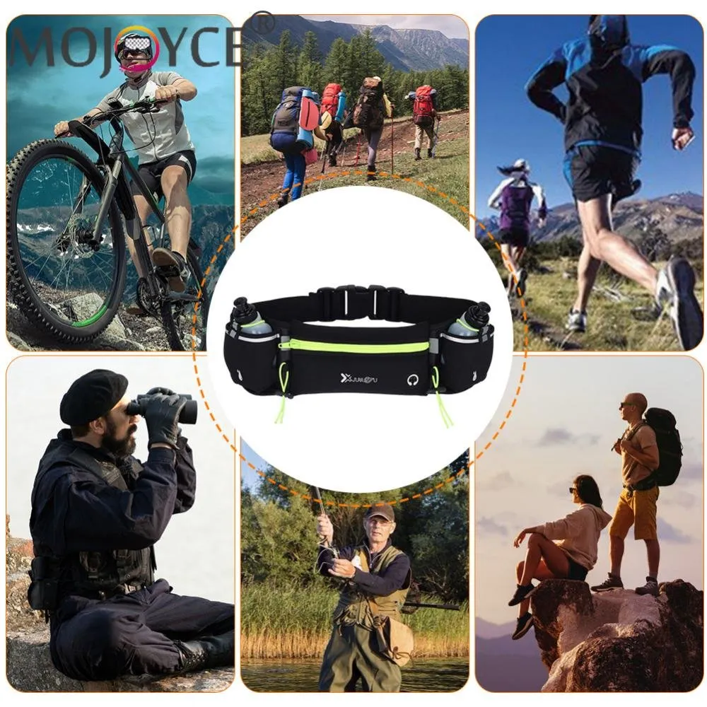 DHgate Hydrati Running Belt with 2 Bottles Adjustable Water Bottle Holder Waist Pouch for Men and Women Bags Luggage Accessories