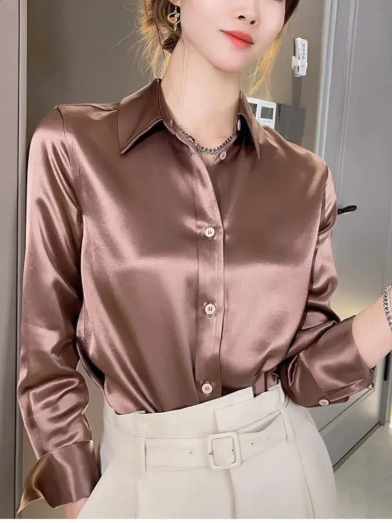 Save Big on Bulk Women's Office Shirts Blouses Women Shirt Elegant Office  Button Up Long Sleeve Shirts Silk Satin Blouses Business Ladies Top Y2k