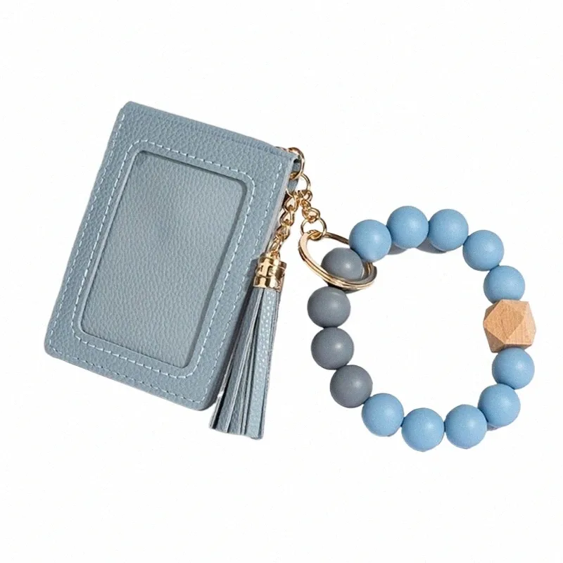 Chic Women's Card Wallet Keychain Wristlet Stylish Coin Purse with Beaded  Bracelet Tassel Slim Card Holder Perfect Gift!