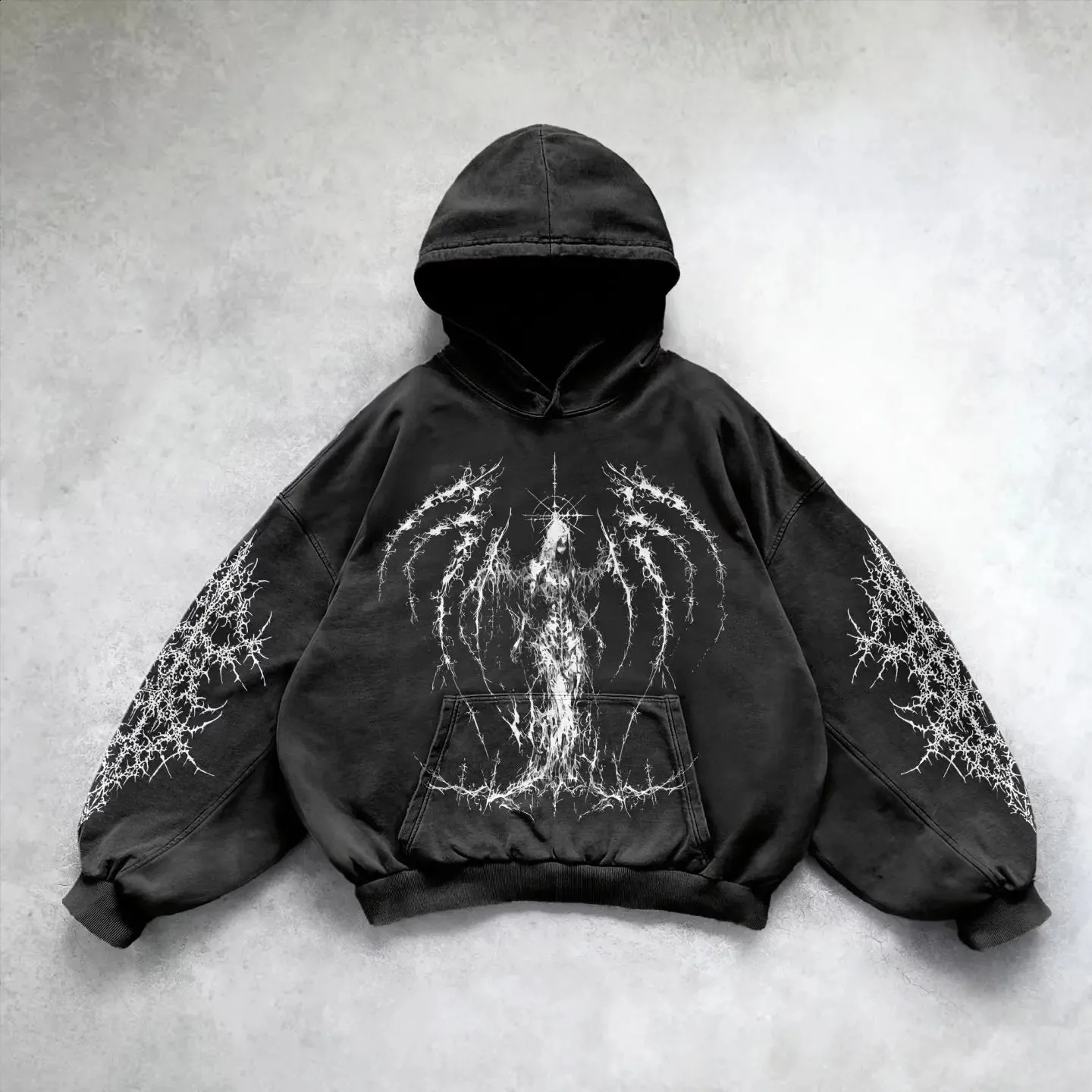 Sweat à Capuche Homme Motif Crâne D'Ange Gothique - Cardigan Zippé Unisexe Avec Poches