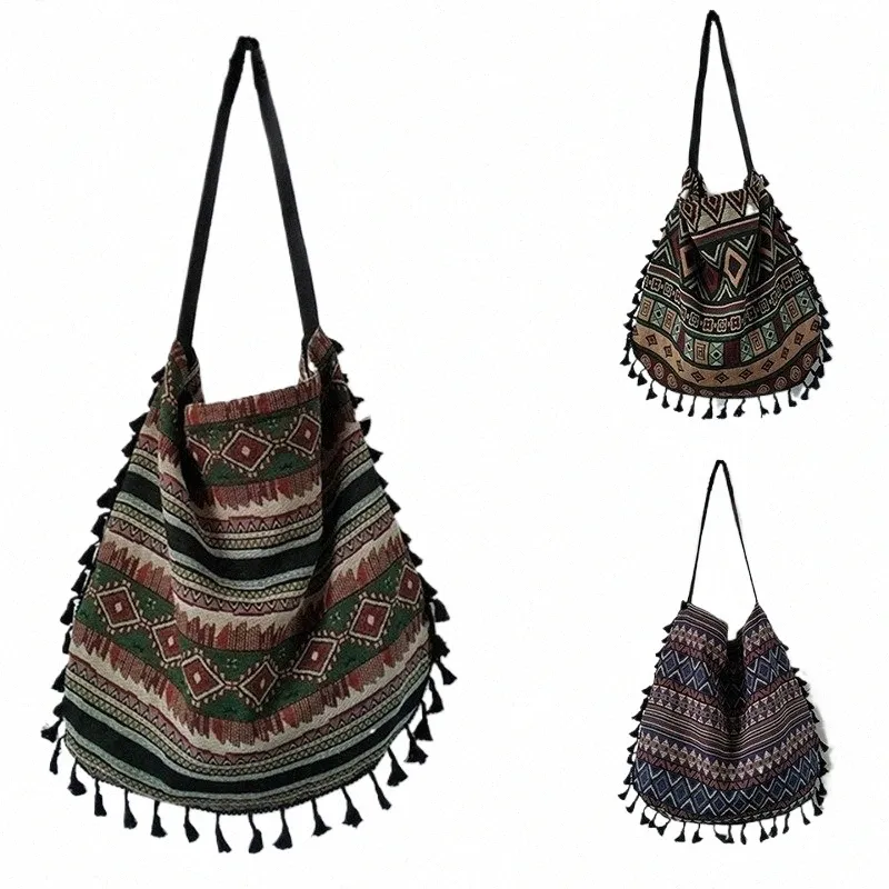 Fringe Tassel Bohemian Shoulder Bag Vintage Hippie Gypsy Style Handbag for Women