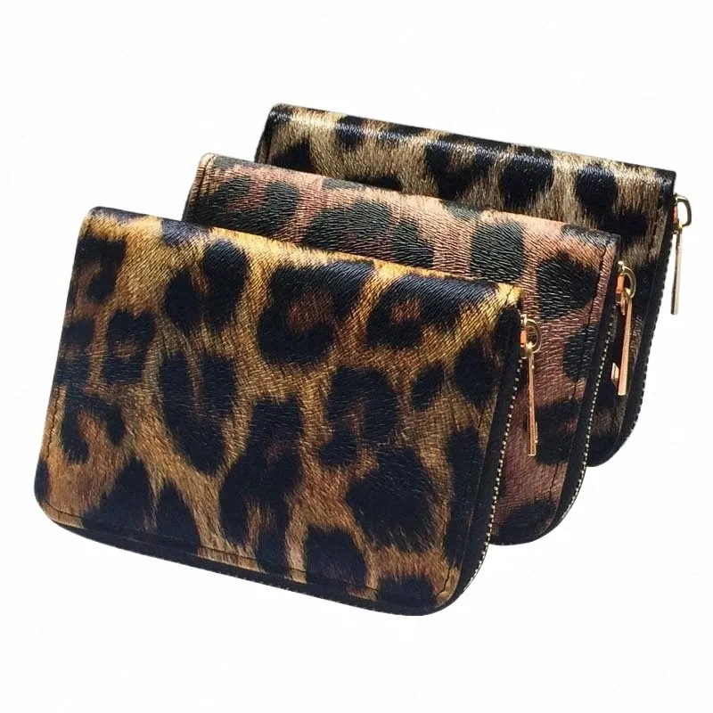 Womens Leopard Print Genuine Leather Short Bifold Zipper Wallets Card Holder Coin Purse From Sleekshoulder 14.47 DHgate.Com