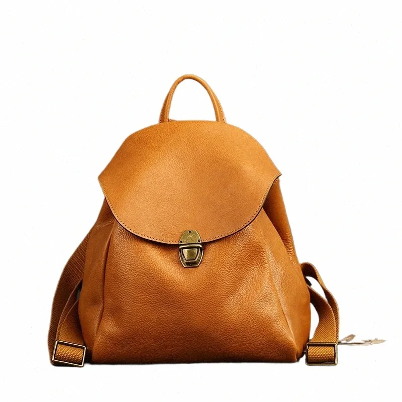 Genuine Leather Backpack - Stylish Womens Double Shoulder  display picture 3