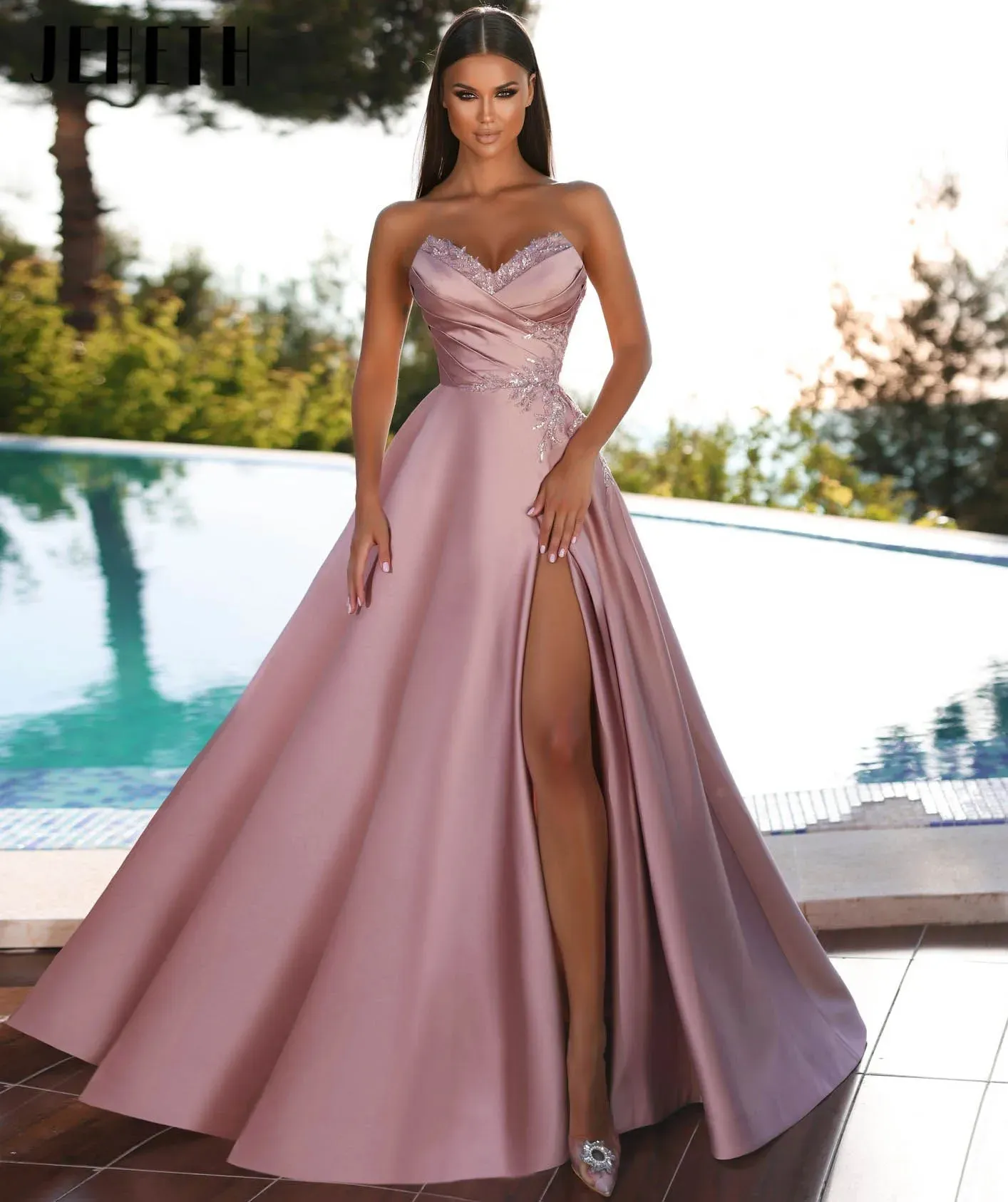 pink empire waist prom dress Classy Sweetheart Lace Empire-Waist Maxi Prom Dress – FancyVestido