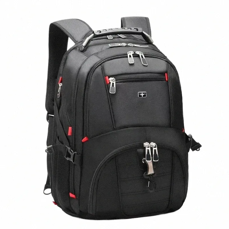 Travel Backpack With USB Port & Luggage Strap – Waterproof Business Bag For Men & Women, Black