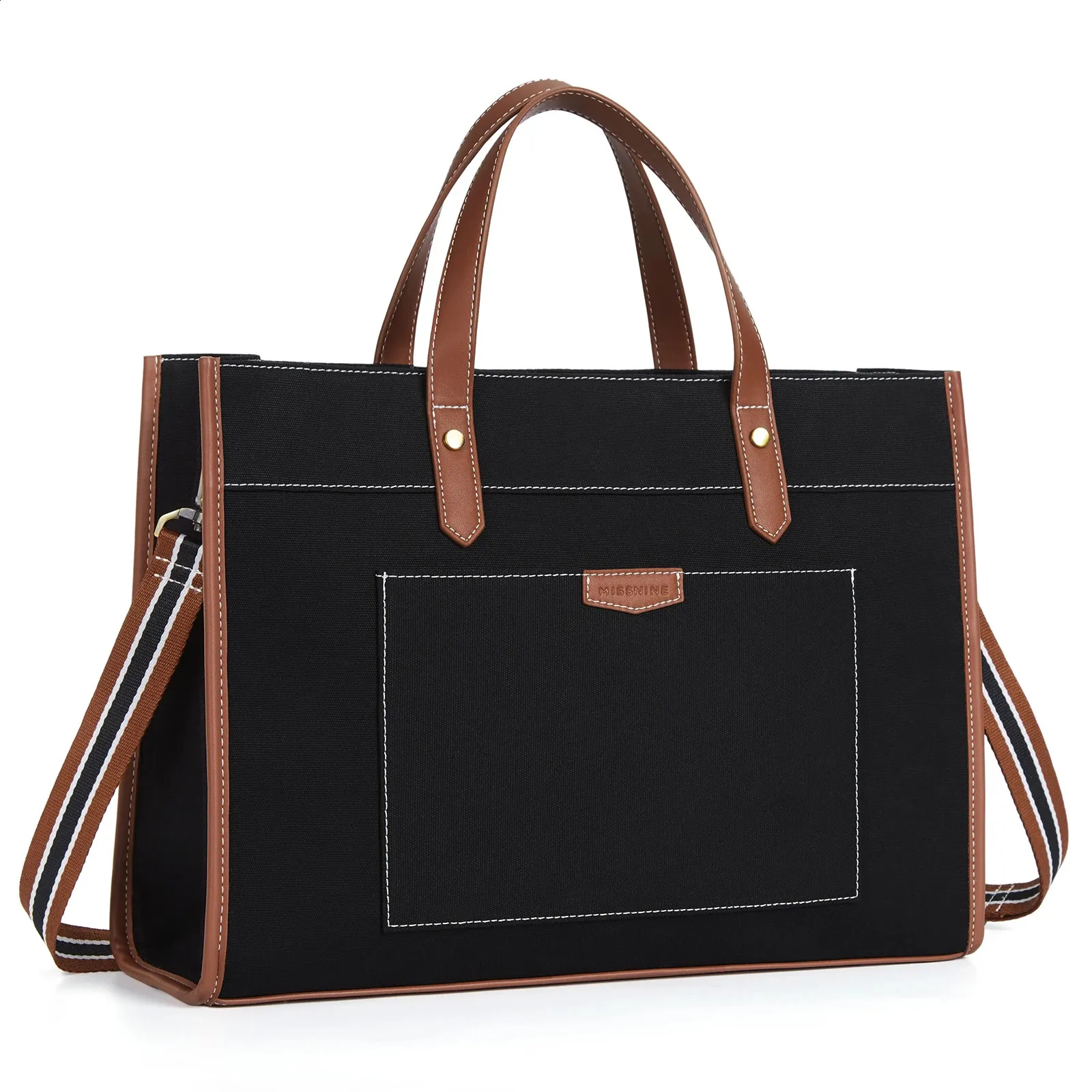 Missnine Tote Bag Canvas Laptop Bag 15.6 inch Work Bags for Women Casual Compute Missnine Canvas Laptop Bag For Women, 15.6 Inch Work Tote  main image 4