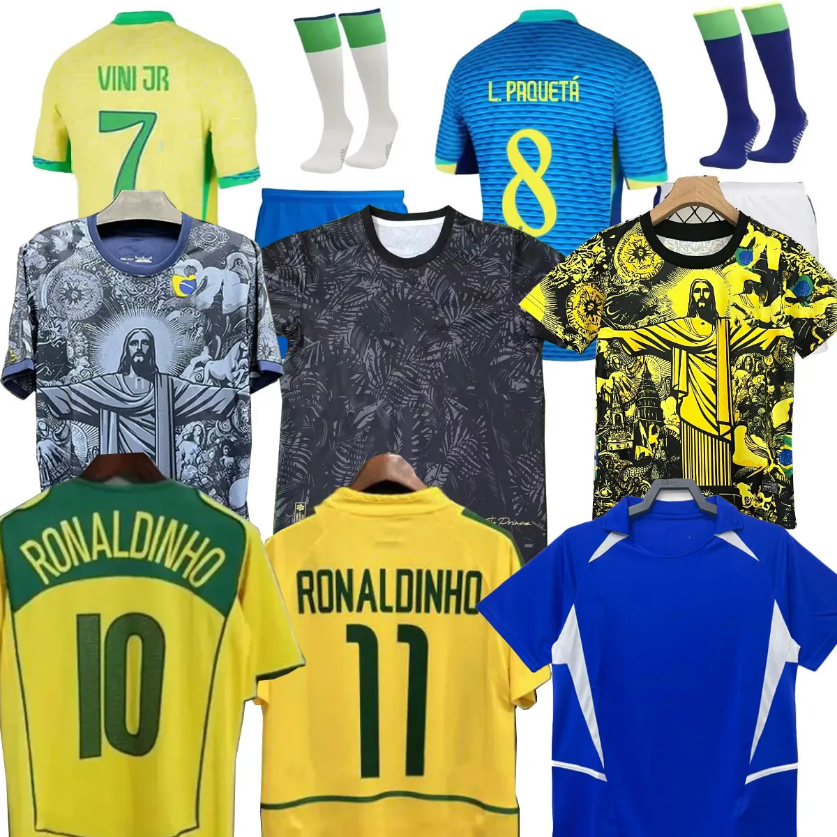 スーパーセール 目玉商品 DHgate.com:Brazil 2002 Retro Soccer Jersey Kids Football Kit ウェア