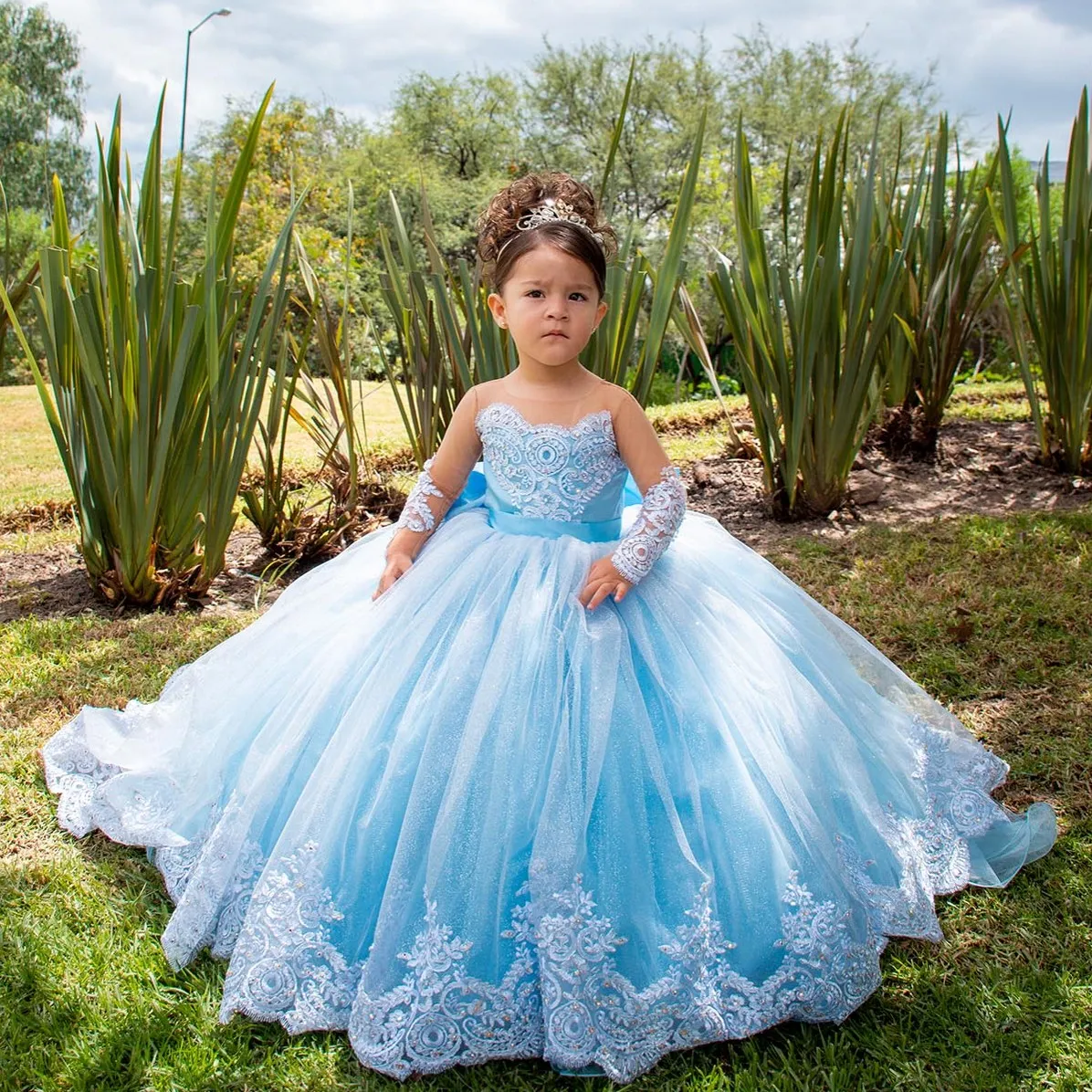 Save Big on Bulk Childrens Flower Dresses Puffy Princess Ball Gown Long  Sleeve Flower Girl Dress Lace Appliques Birthday Party Pageant Dresses  Best