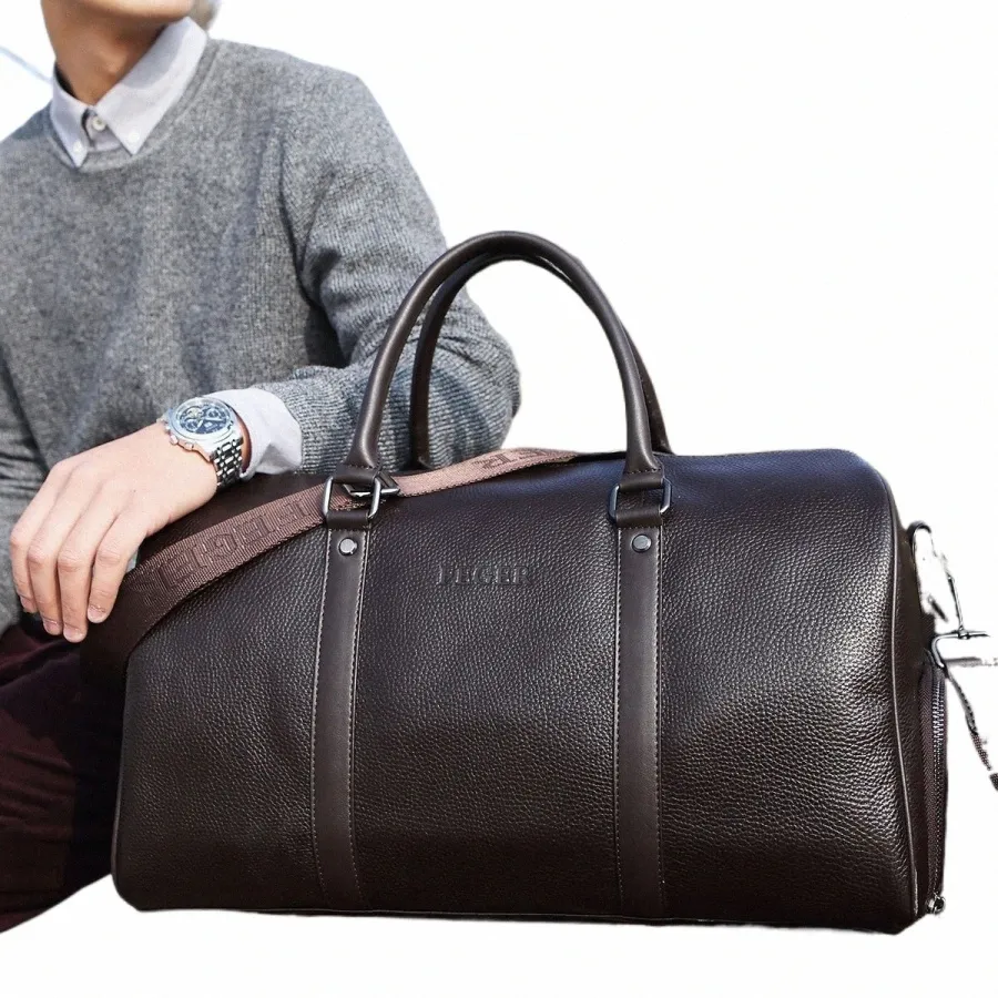Extra Large Leather Weekend Bag Genuine Leather Duffle Bag for