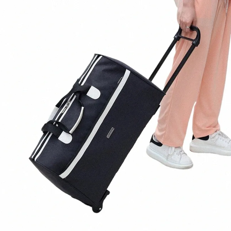 Large Capacity Travel Tote: Waterproof Rolling Luggage Bag for