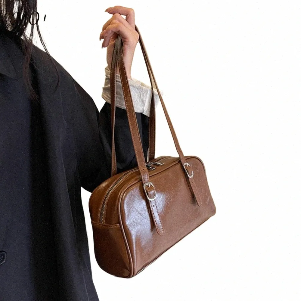 2024 Womens Faux Leather Shoulder Bag, Solid Color Underarm