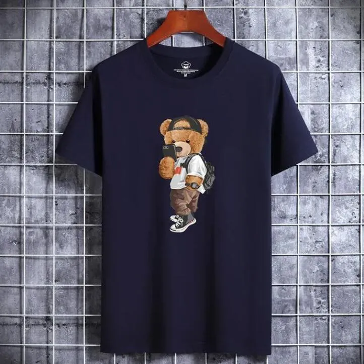 【CPGN STUDIO】24SS★ Coffe Bear Embroidery Short Sleeve Tee Womens Graphic T Shirt With Bear Design Casual Short Sleeve