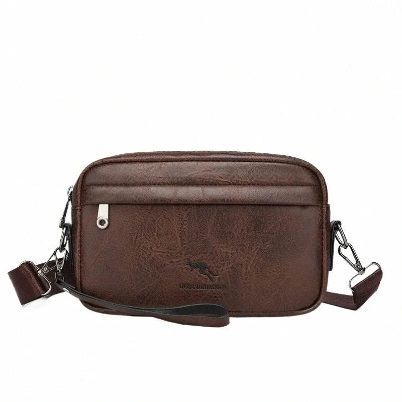 Leather Shoulder Messenger Handbag For Men Business Casual