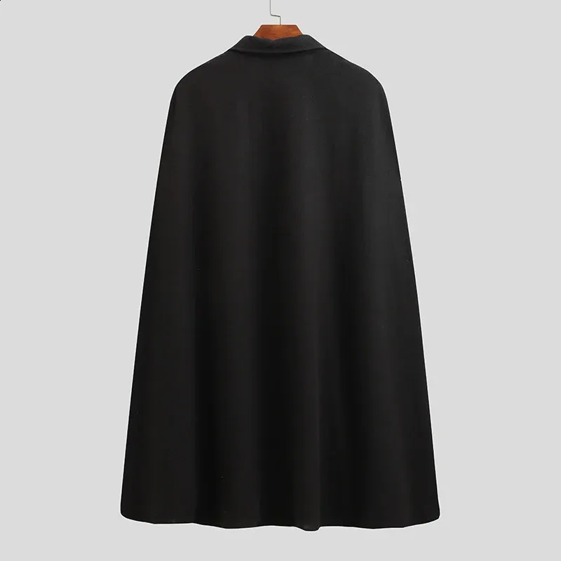 Mens Lapel Cape Trench Overcoat - Fashionable Streetwear