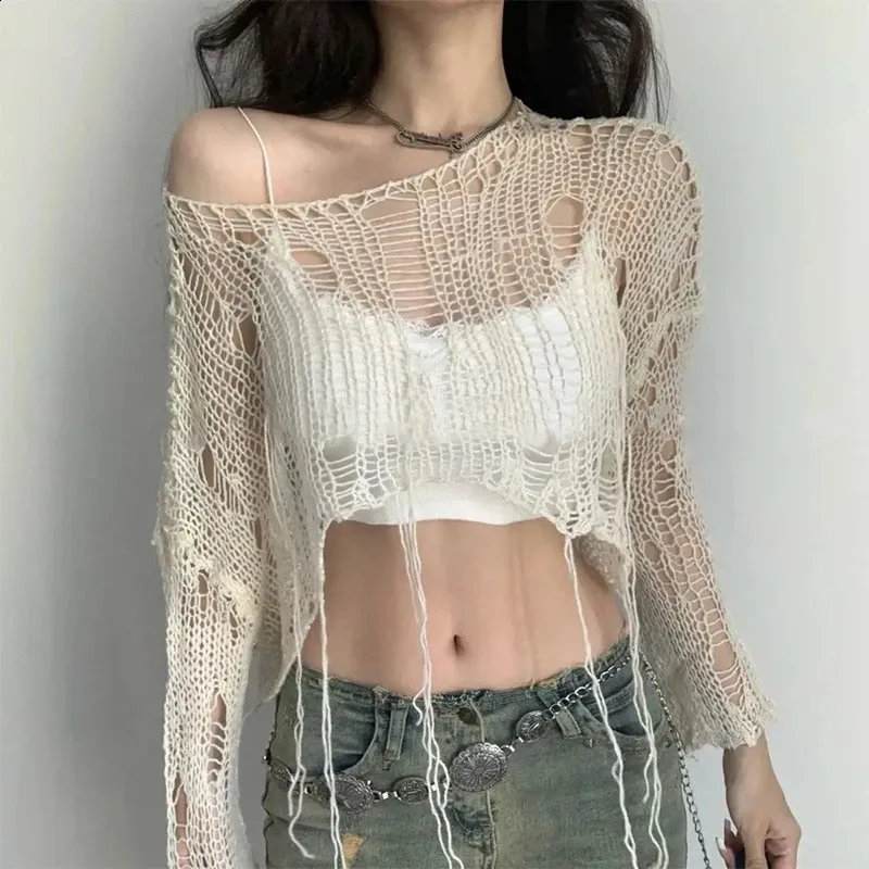 HYKE Ribbed Crewneck Cropped Knit | 1 | Grey | Women 's | eBay