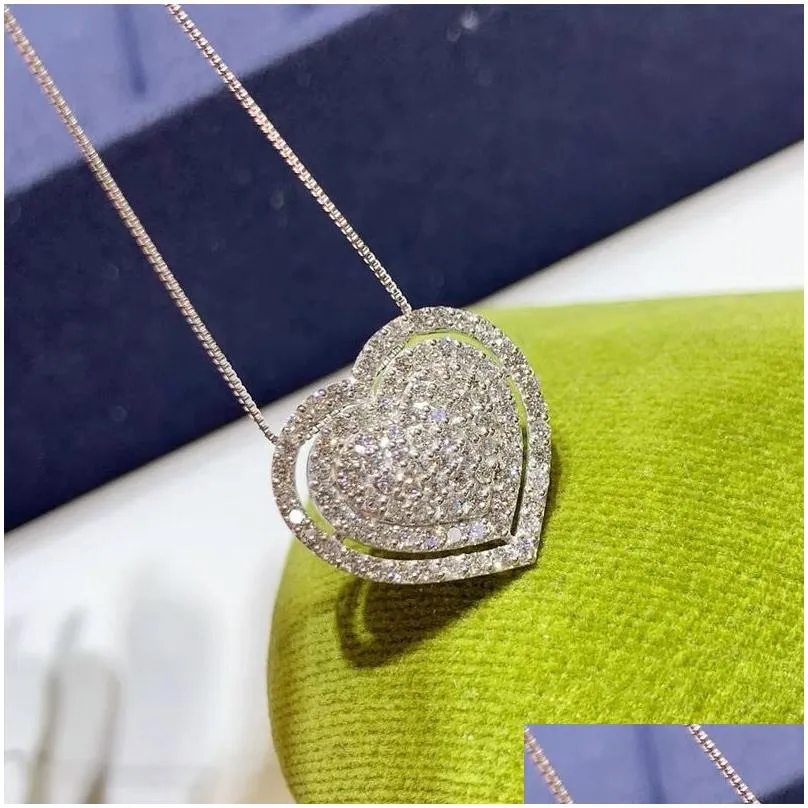 Collares colgantes 2023 hechos a mano con forma de corazón, joyas brillantes de plata de ley, pavé de zafiro blanco, circonita cúbica, diamantes, piedras preciosas para fiesta_voghion.com