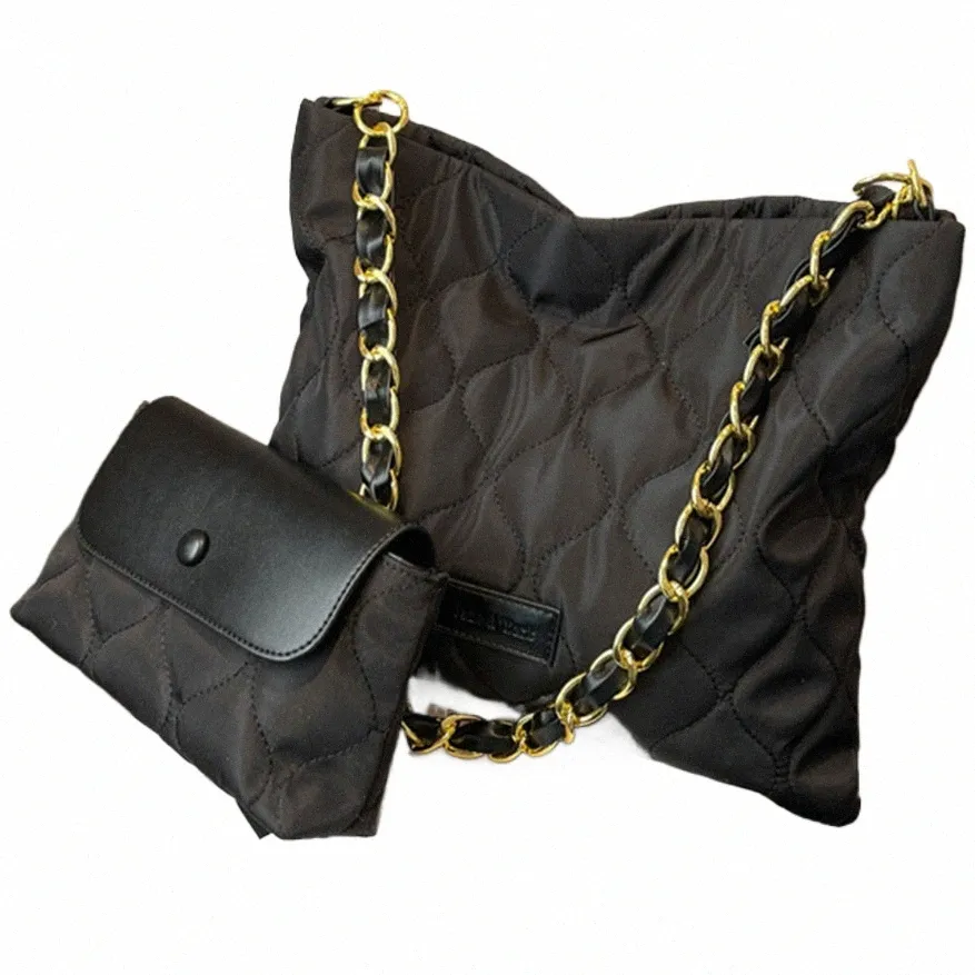 DHgate.com:Waterproof Nylon Quilted Shoulder Bag with Clutch