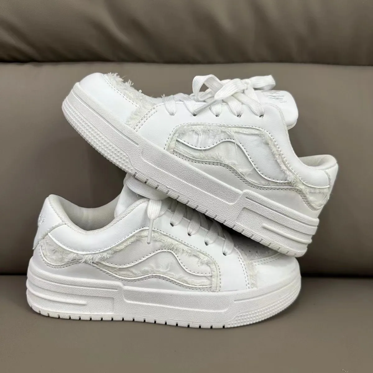 Street Style White Trainers Designer Womens Denim Graffiti Board