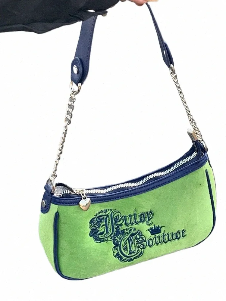 Y2K Vintage Green Shoulder Bag - Korean Style Underarm Tote