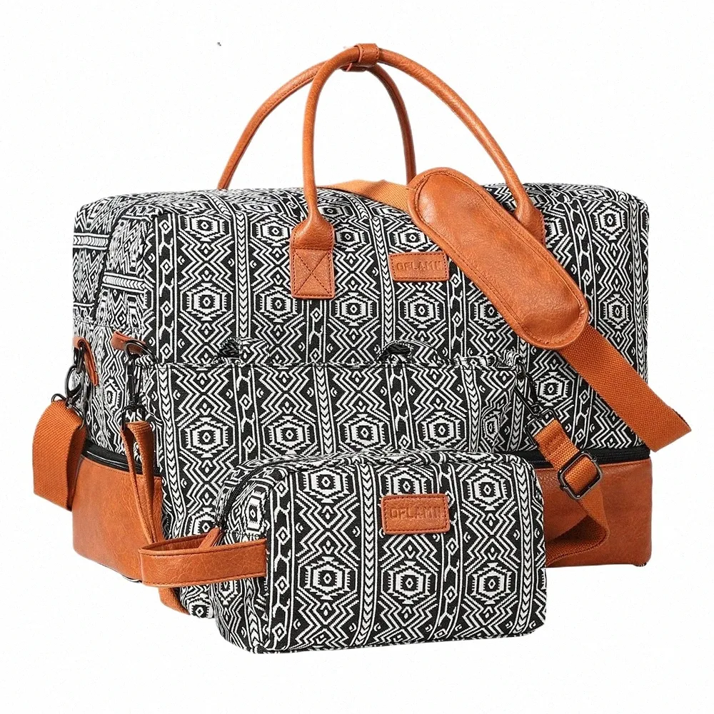 Bohemian Weekender Bag Set Women's Travel Duffel, Overnight Bag, Hand  Tote Toiletry Bag, Large Capacity, Stylish Travel Companion