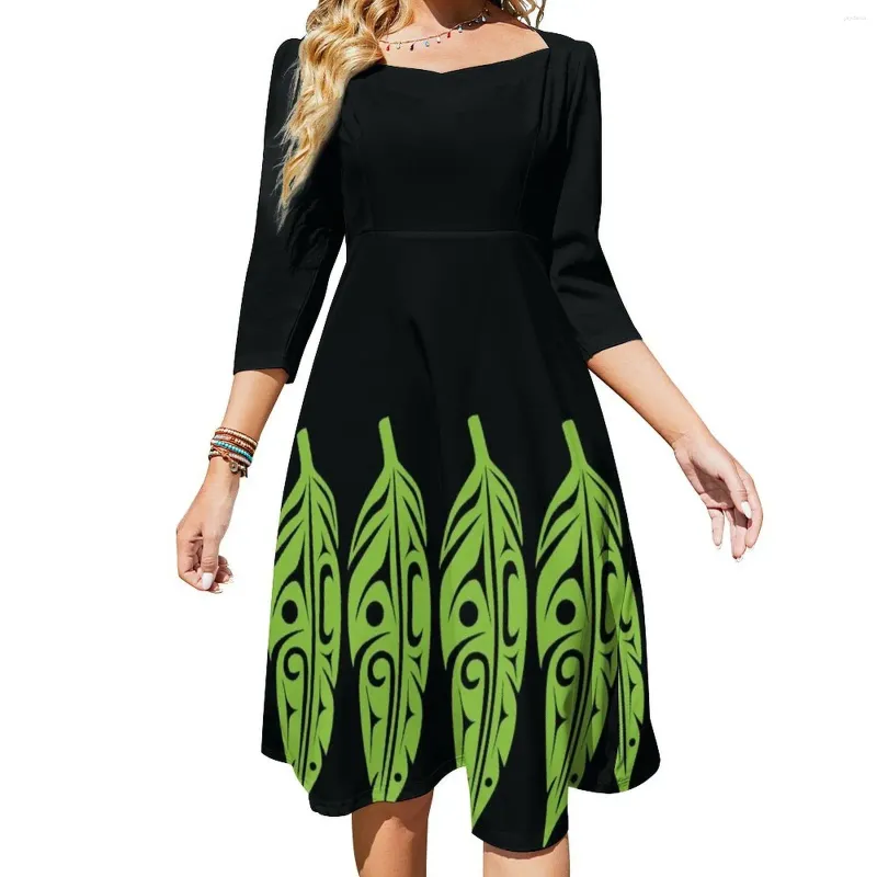 Casual Knee-Length Polyester Flare Dress with Hooded Collar and Peplum in Lime  Green on Black from Dhgate Basic & Casual Dresses - price 41.03
