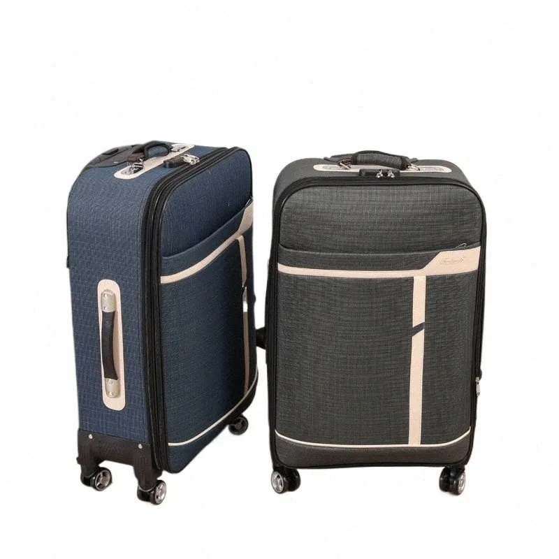 Large Fabric Carry-On Luggage: Expandable Trolley Suitcase for