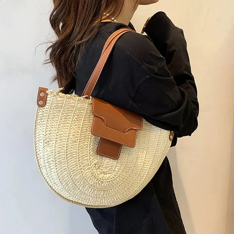 Large Straw Beach Tote Bags: Handmade Woven Rattan Shoulder Bag for ...