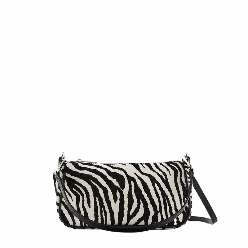 Vintage Zebra Print Shoulder Bag - Chic Leather Handbag for