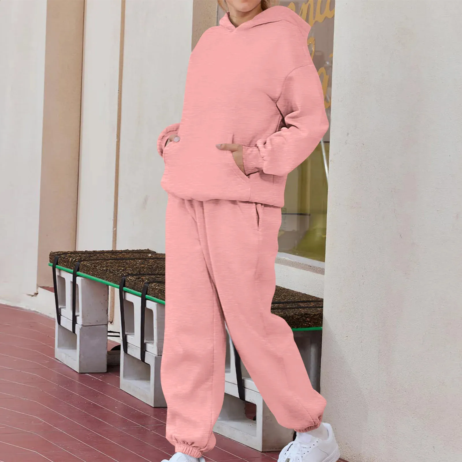 Womens Outfits Lounge Hoodie Sweatsuit Sets Oversized Sweatshirt Baggy Fall Fashion Sweatpants With Pockets 240719 From Dou04 19.34 DHgate.Com