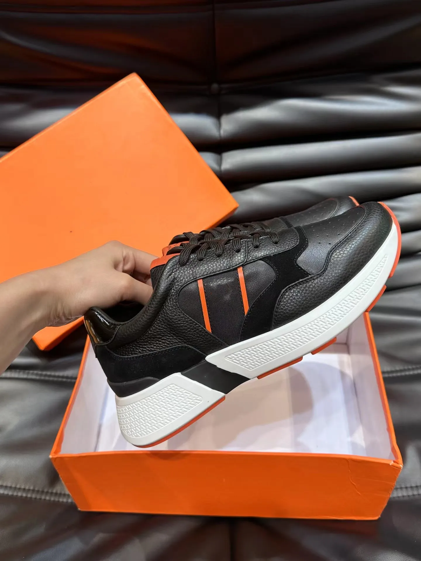 Luxury Designer Giga Mens Velcro Shoes For Men Calfskin Leather With ...