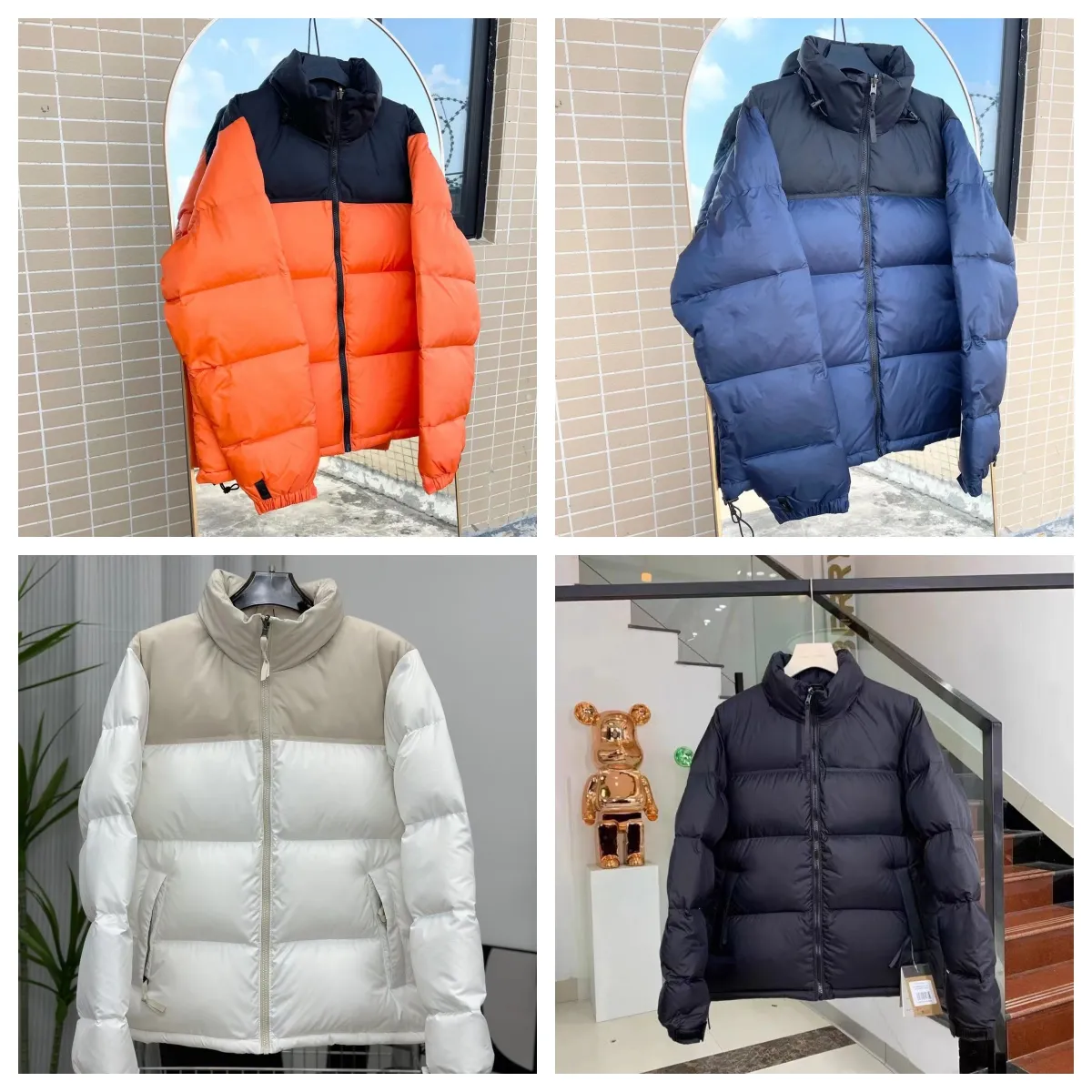 Hit Color Zipper Standing Collar Patchwork Outwear Hit Color Zipper Standing Collar Patchwork Outwear