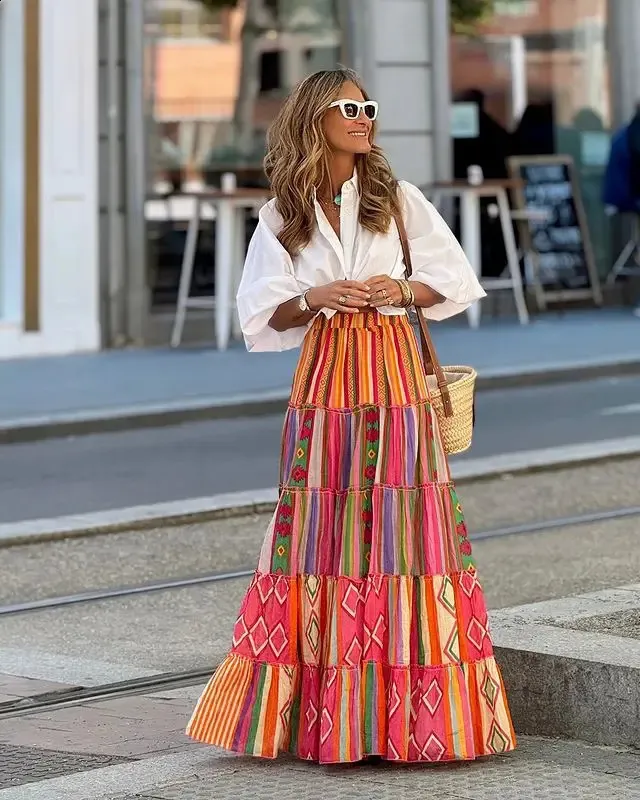 thumbnail image 2 of Women's Tiered Ruffle Skirt - Elastic High Waisted Flowy Summer Skort 2 of 12