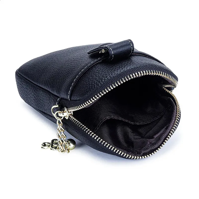 Borsa a tracolla per cellulare in pelle realizzata a mano con mini pochette - Italia