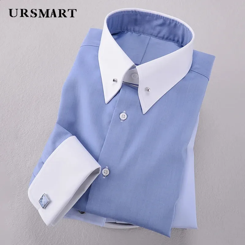 Empire Mens French Collar Long Sleeve Business Shirt - Formal Dress Shirt -  High Quality Cotton 240719