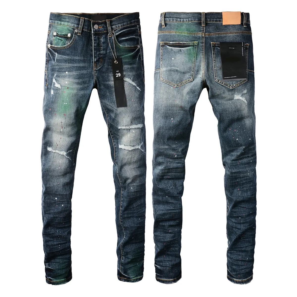 QZH.DUAO Men's Camo Biker Jeans, Fashion Tie Dye Stretch