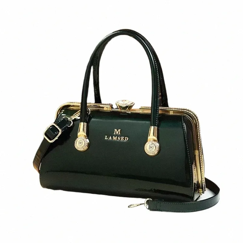 Chic Patent Leather Satchel Handbag Womens Top Handle Purse