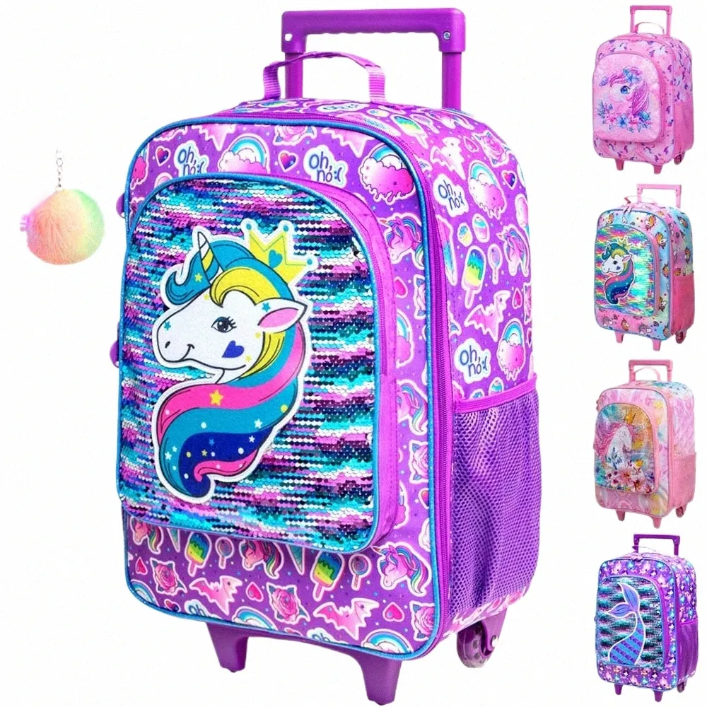 Unicorn Kids Rolling Suitcase for Girls Lightweight Toddler Luggage with  Wheels, Cute Carry-On Travel Bag, Durable Spacious