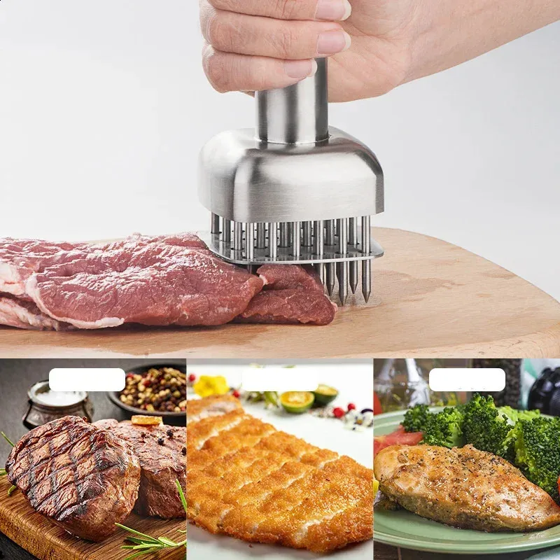 Stainless Steel Meat Tenderizer Tool – 21 Needle Mallet For Steak, Chicken, Pork, With Cleaning Brush - View #2