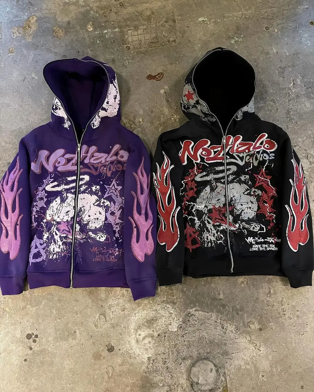 Oversized Flame Sleeves Zip-Up Vintage Sweatshirt | Y2K Streetwear Goth Jacket | Harajuku Hoodie Sweatshirt Oversized Flame Sleeves Zip-Up Vintage Sweatshirt | Y2K Streetwear Goth Jacket | Harajuku Hoodie Sweatshirt